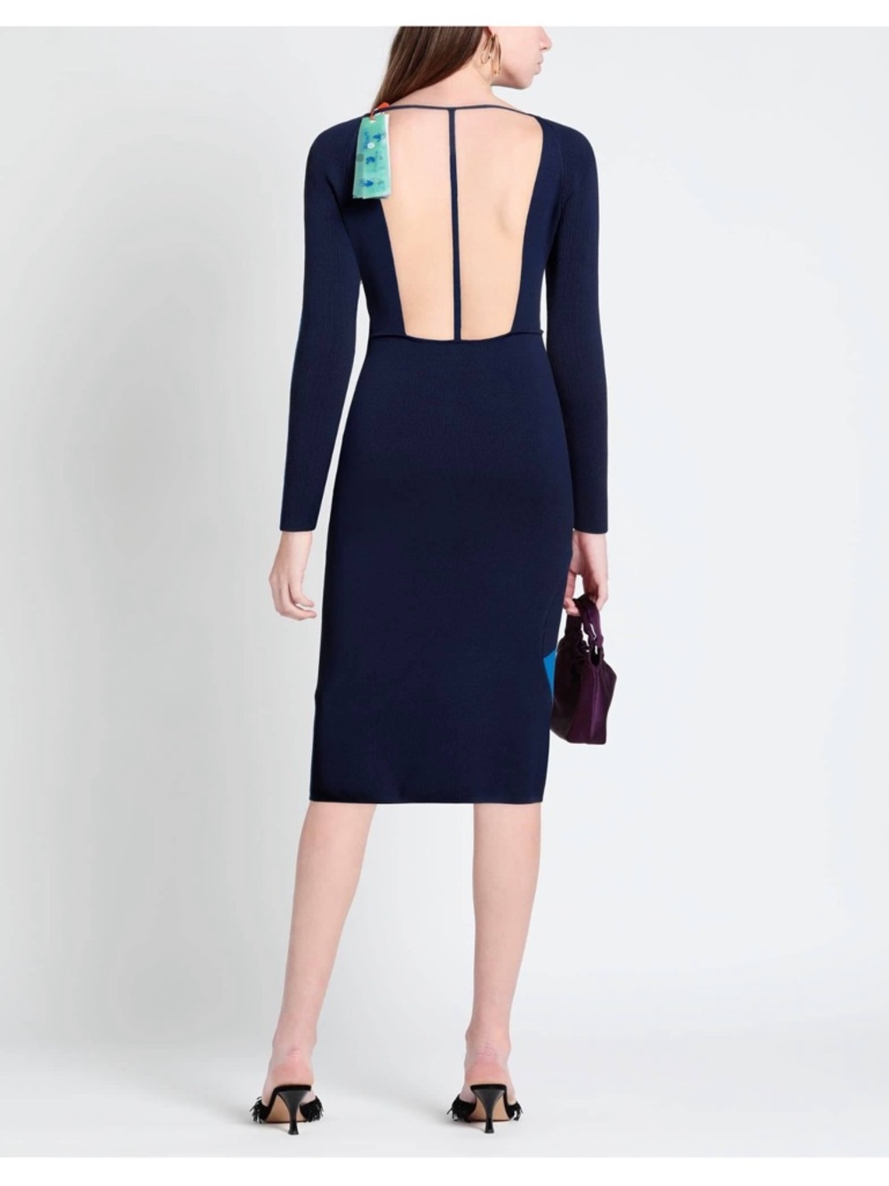 Off-White Electric Blue Long-Sleeve Midi Dress